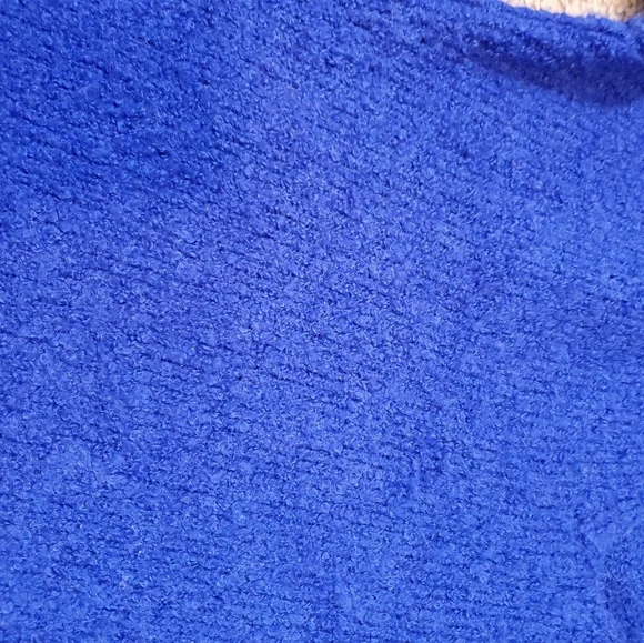 Alpaca And Acrylic Free People Cozy Blue Oversized V-Neck Sweater - Picture 7 of 12